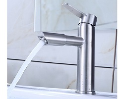 Vòi Lavabo nóng lạnh (trụ tròn, vòi thẳng, đầu xoay 360) SUS304 - Cao cấp HVMMA ITALIA